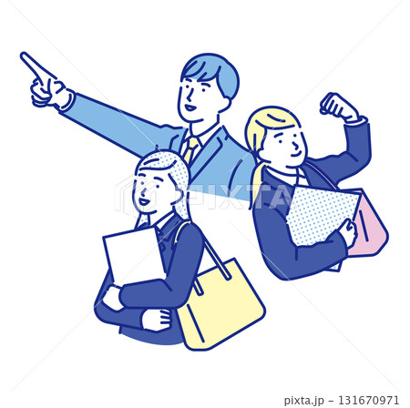 シンプル　イラスト　就職活動中の男性と女性 131670971