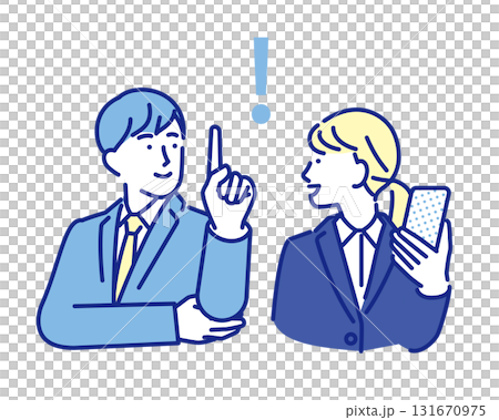 シンプル　イラスト　就職活動中の男性と女性 131670975