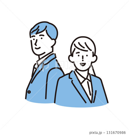 シンプル　イラスト　就職活動中の男性と女性 131670986