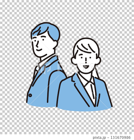 シンプル　イラスト　就職活動中の男性と女性 131670986