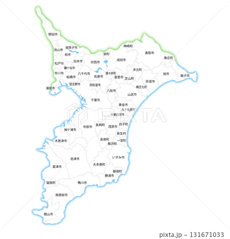千葉県と市町村の白地図 131671033