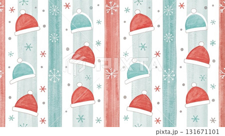 Santa hats minimalist watercolor style festive yet modern white background Santa hats minimalist watercolor style festive yet modern white background 131671101