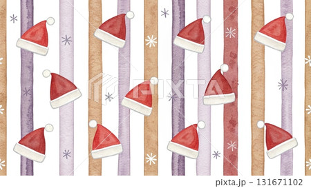 Santa hats minimalist watercolor style festive yet modern white background Santa hats minimalist watercolor style festive yet modern white background 131671102