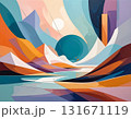 現代アート　抽象　風景 　カラフルで印象的なイラスト 131671119