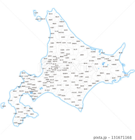 北海道と市町村の白地図 131671168