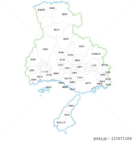 兵庫県と市町村の白地図 兵庫県と市町村の白地図 131671169