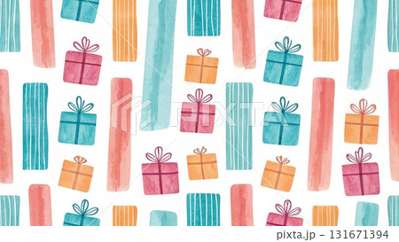 tiny colorful gift boxes minimalist watercolor festive design white background  131671394