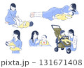 育児をする女性：添い寝・おむつ交換・あやす・離乳食 131671408