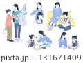 育児をする女性：買い物・料理・会話・勉強・髪結 131671409