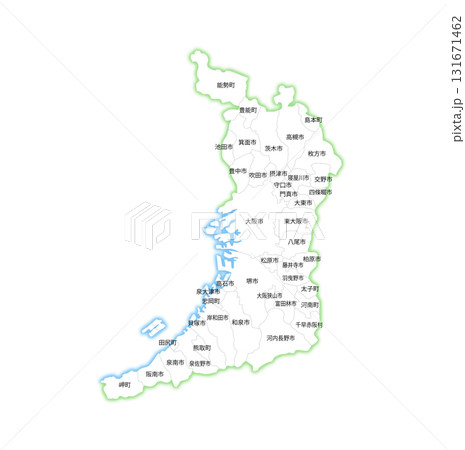 大阪府と市町村の白地図 131671462