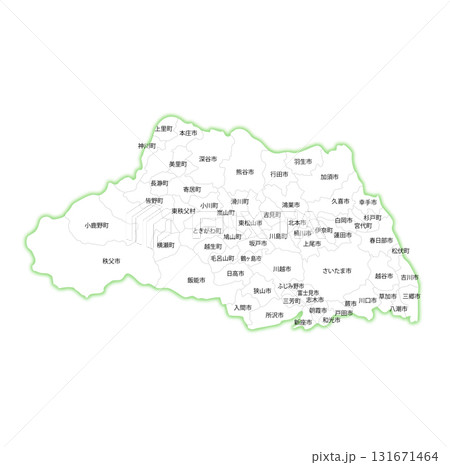 埼玉県と市町村の白地図 埼玉県と市町村の白地図 131671464