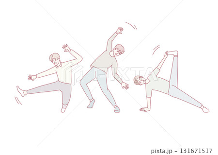 Smiling boys dancing together 131671517