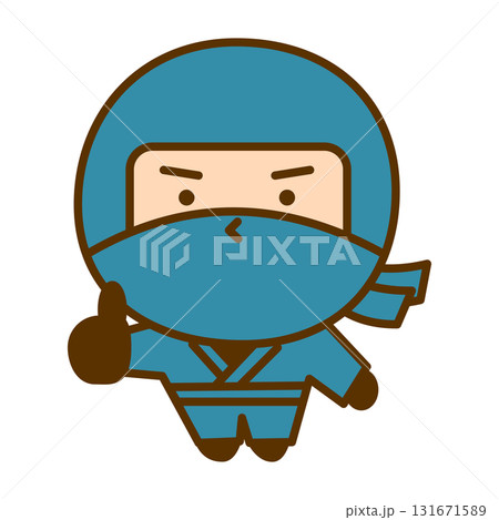 グッドサインを出すかわいい忍者のキャラクターイラスト　シンプルで親しみやすい和風のゆるキャラ 131671589