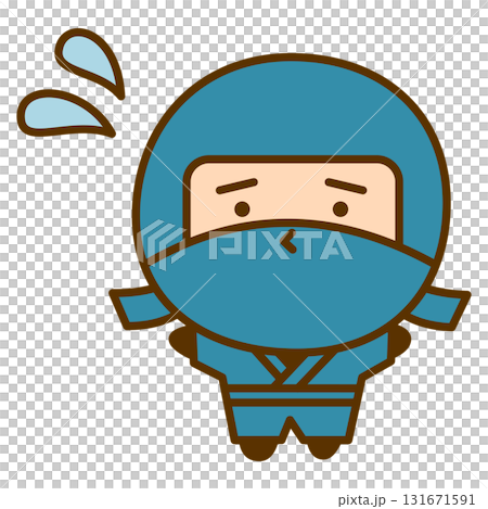 困っているかわいい忍者のキャラクターイラスト シンプルで親しみ