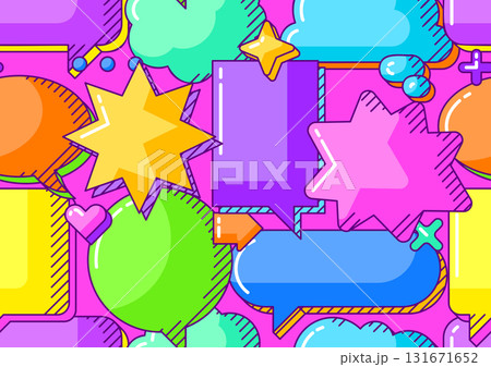 Pattern with speech bubbles. Decorative abstract objects in line art style. 131671652