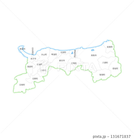 鳥取県と市町村の白地図 131671837