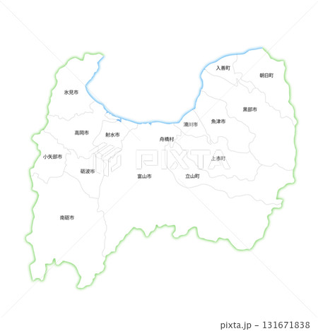 富山県と市町村の白地図 131671838