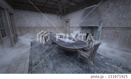 廃墟の荒れた室内 131671925