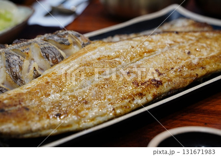 Delicious Korean Grilled Mackerel (Godeungeo Gui) on Plate Delicious Korean Grilled Mackerel (Godeungeo Gui) on Plate 131671983