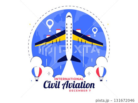 International Civil Aviation Day Illustration on December 7 Featuring an Airplane and Blue Sky View in Appreciation of Aviation in a Flat Background International Civil Aviation Day Illustration on December 7 Featuring an Airplane and Blue Sky View in Appreciation of Aviation in a Flat Background 131672046