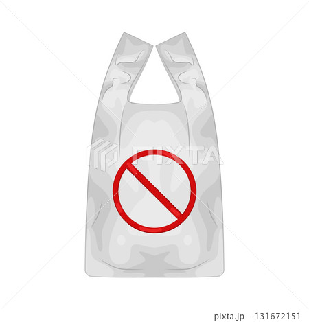 Illustration of no plastic bag  131672151