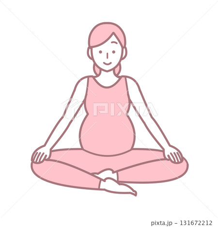 マタニティヨガをする妊婦さん 131672212