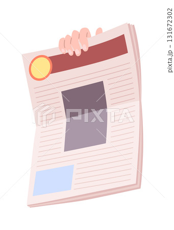 Cartoon newspaper in hand. Morning press and news journals folded and opened, business man hand with paper journal, daily news concept. Vector illustration Cartoon newspaper in hand. Morning press and news journals folded and opened, business man hand with paper journal, daily news concept. Vector illustration 131672302