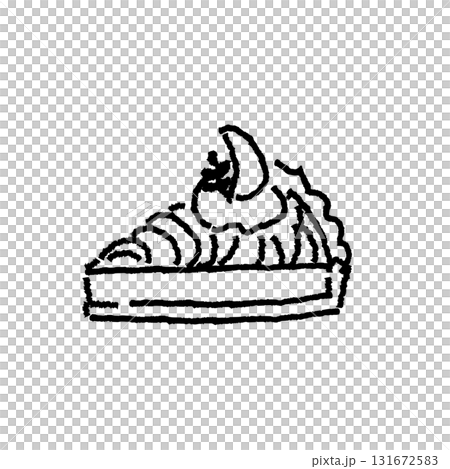 洋梨のタルトのモノクロ線画イラスト 131672583