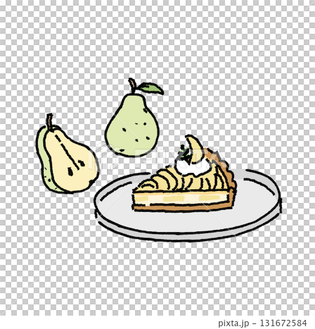 洋梨とタルトの秋スイーツイラスト（カラー） 131672584