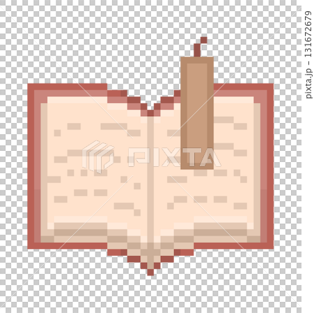 しおりと見開きの本のピクセルイラストレーション 131672679