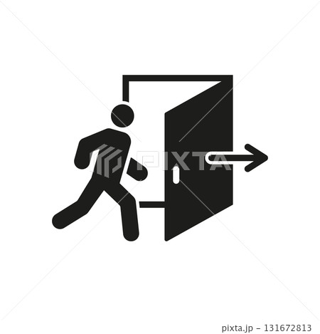 Exit Sign With Person And Door Solid Icon....のイラスト素材 [131672813] - PIXTA