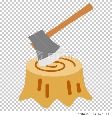 樹樁和斧頭的插圖 131673031