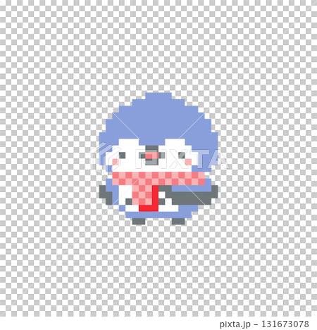 Pixel art of a red scarf and a blue owl Pixel art of a red scarf and a blue owl 131673078