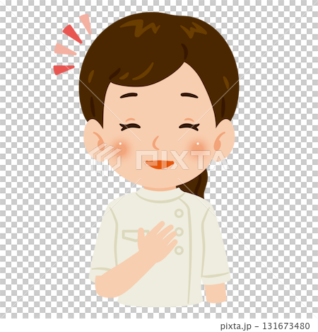 戴著白色外殼上身插圖的微笑女人 戴著白色外殼上身插圖的微笑女人 131673480