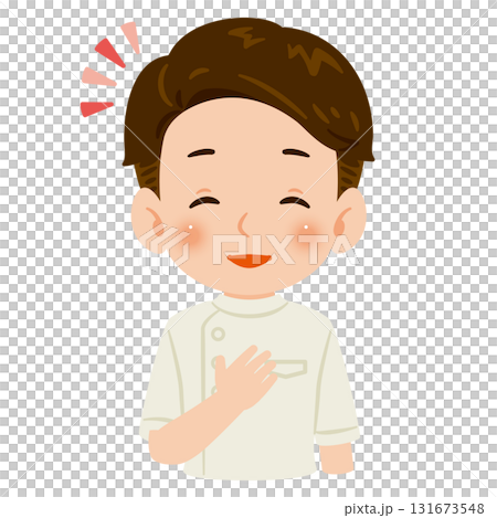 戴著白色盒子的微笑男人 — 上身插圖 戴著白色盒子的微笑男人 — 上身插圖 131673548