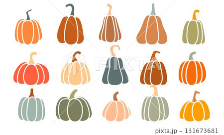 Autumn harvest pumpkins in silhouette set Autumn harvest pumpkins in silhouette set 131673681