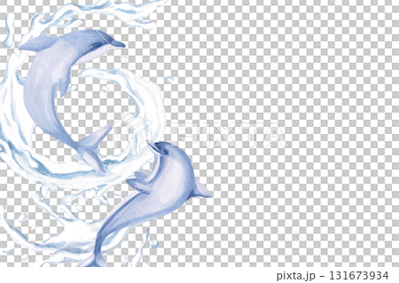 A rectangular frame with cheerful dolphins on...のイラスト素材 [131673934] - PIXTA
