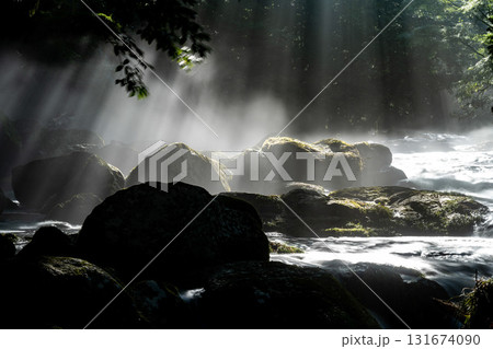 光さす幻想的な菊池渓谷　熊本・阿蘇 131674090