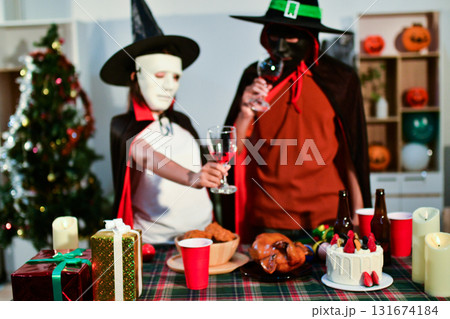 People having fun at Halloween party People having fun at Halloween party 131674184