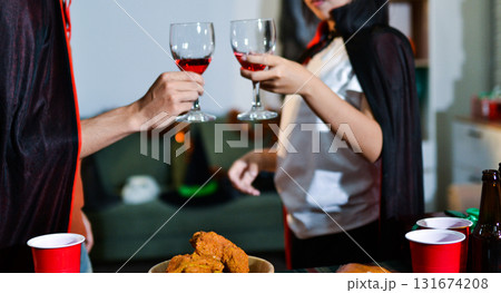 People having fun at Halloween party 131674208