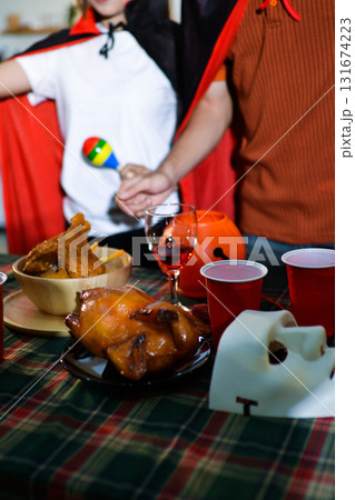 People having fun at Halloween party 131674223