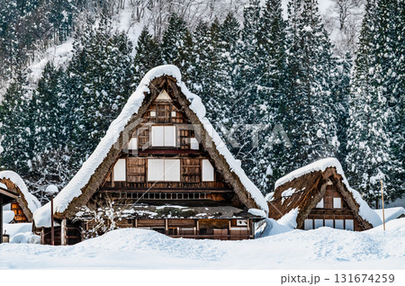 五箇山 相倉合掌造り集落　雪化粧した民家 131674259