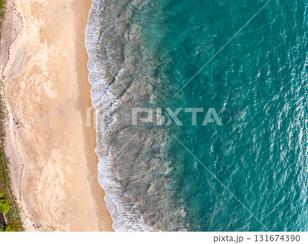Aerial top view sea waves surface nature background 131674390