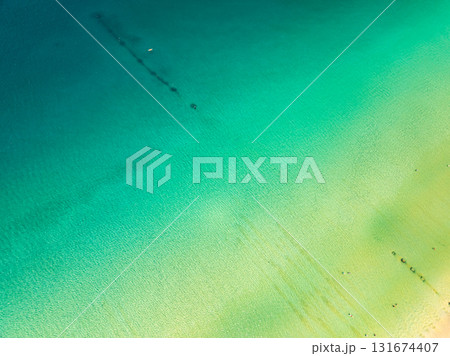 Aerial top view sea waves surface nature background Aerial top view sea waves surface nature background 131674407