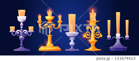 Cartoon vintage candlestick collection 131674423