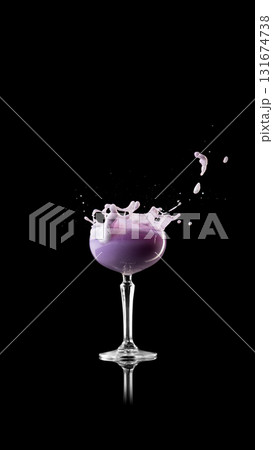 Purple creamy cocktail splash captured in dynamic motion Purple creamy cocktail splash captured in dynamic motion 131674738
