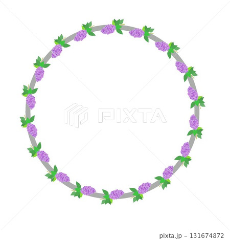 ライラックの円形フレームイラスト ライラックの円形フレームイラスト 131674872
