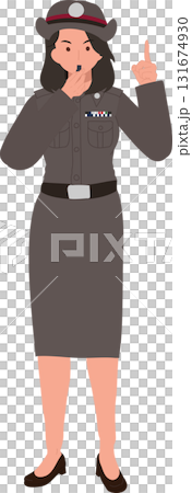 thai policewoman giving signal in professional uniform representing discipline and public safety thai policewoman giving signal in professional uniform representing discipline and public safety 131674930