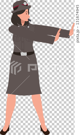 traffic policewoman stop gesture female law enforcement officer managing road traffic with safety awareness 131674945