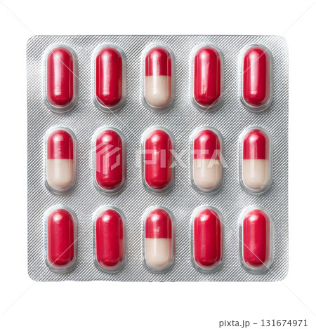 Capsules in blister pack isolated on white background 131674971